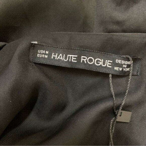 Haute Rogue Black Cold Shoulder Satin Ruffle Blouse Small Elegant Date Night NWT - Picture 6 of 7